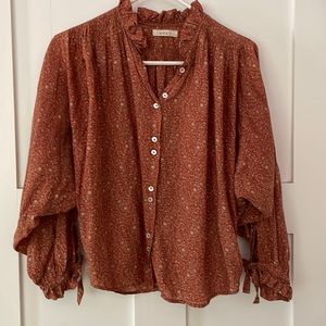 Doen Rose Top in Tamarillo Prairie Paisley Print
